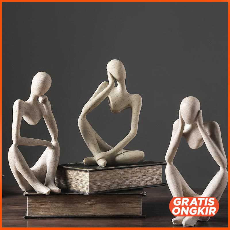 Pajangan Dekorasi Nordic Abstract Thinker Statue Resin Z090