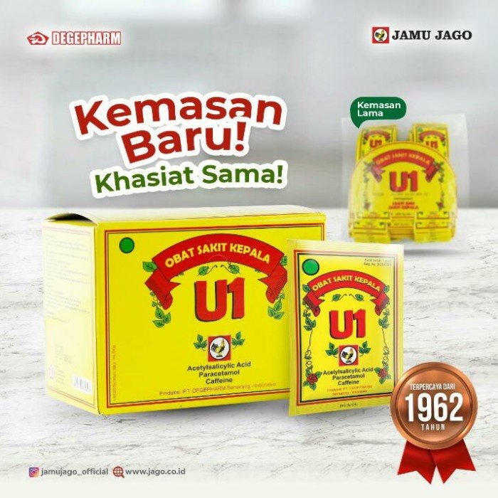 PUYER SEKALOR U1-PUYER SAKIT KEPALA & SAKIT GIGI-isi 100 pcs