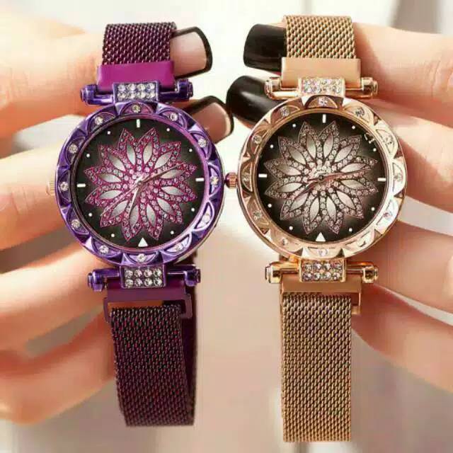 Jam Tangan Wanita Bunga Fashion Rantai Magnet