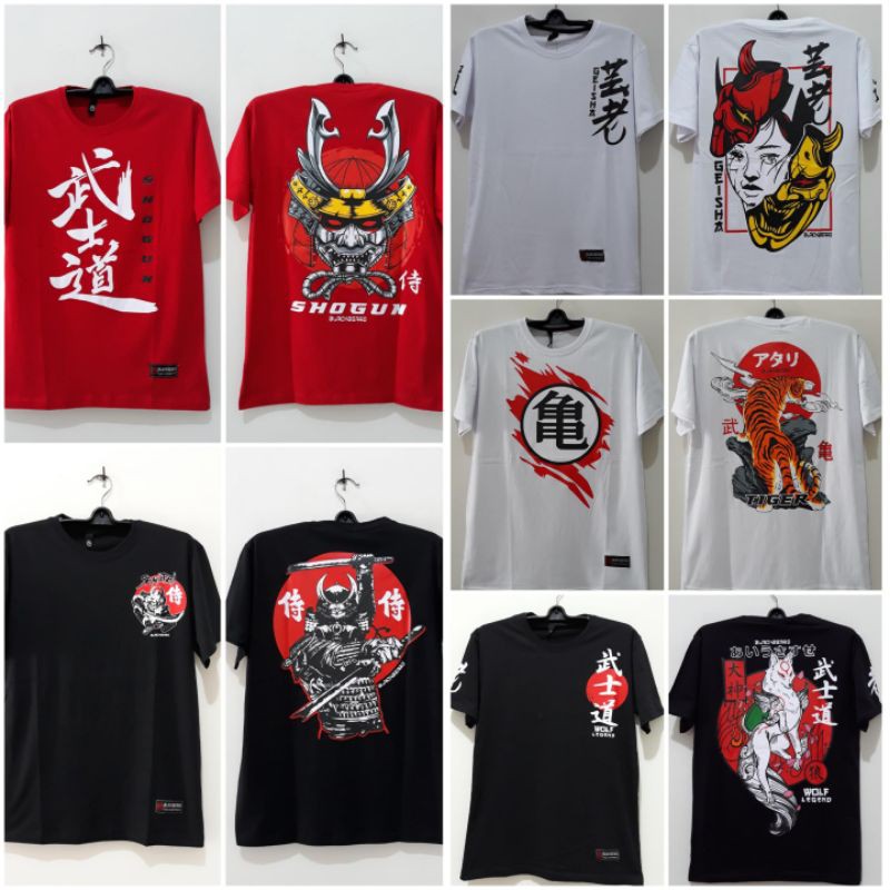 KAOS BAJU PRIA / DISTRO JEPANG SAMURAI RED MOON DISTRO PREMIUM