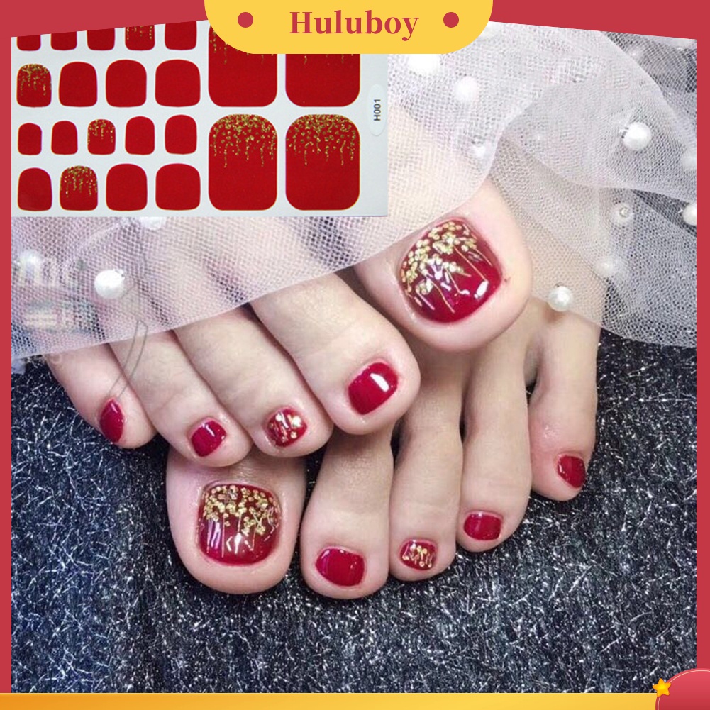 Huluboy Huluboy♡ Stiker Kuku Kaki Motif Hati / Bulan / Daun Tahan Air