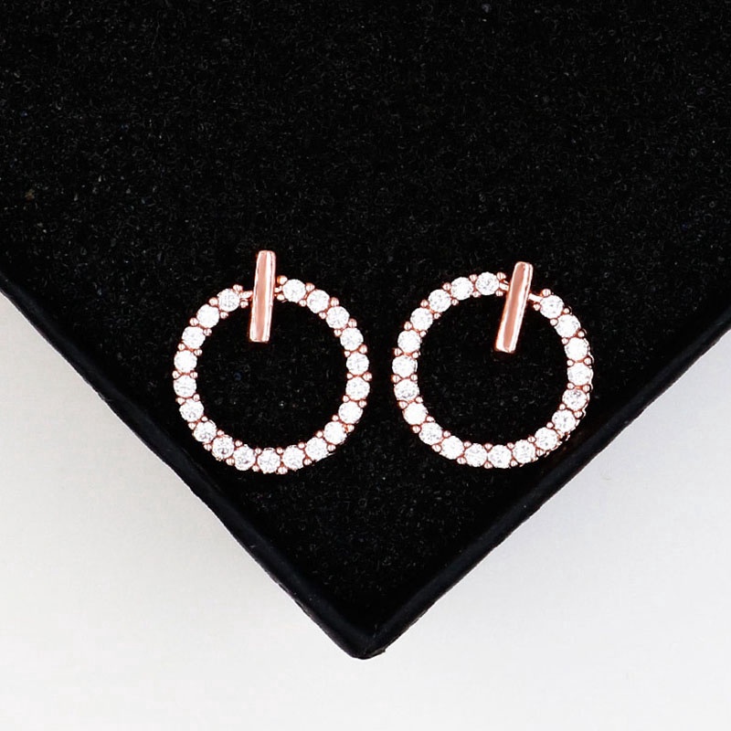 Anting Bentuk Lingkaran Bahan 925 Silver Gaya Korea Untuk Wanita