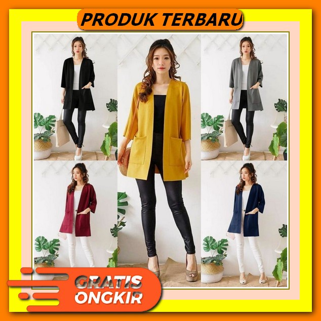 Blazer Wanita Hitam Baju Jas Pakaian Kerja Kantor Formal Pesta Lengan Pendek Black Blazer Fashion Ko