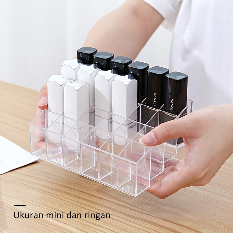 kotak rak tempat lipstik acrylic lipstick storange berdiri 24 slot