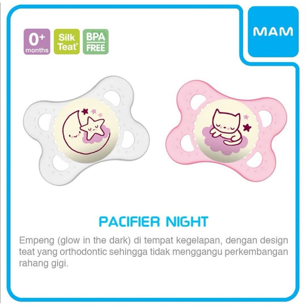 Kompeng Bayi - MAM Pacifier Night 0m+ Glow In The Dark - Empeng Bayi