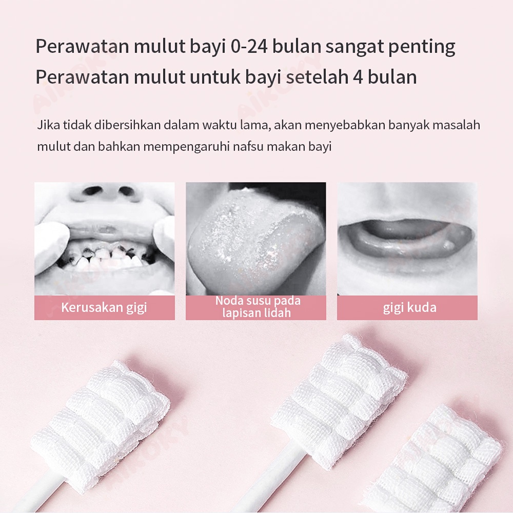 AIKOKY Kasa sikat lidah bayi steril Baby oral cleaner Pembersih lidah bayi 0-12 bulan Pembersih mulut bayi 30PCS