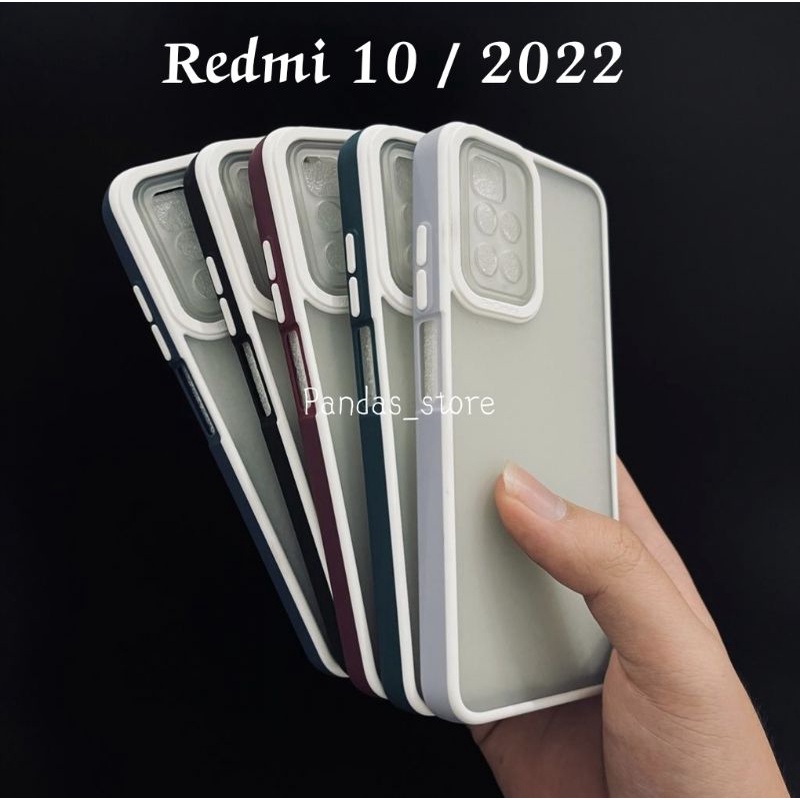 Pro Hybird Redmi 10 , Redmi 10 2022 Softcase Halus dan Elegan / Pinggiran Garis Putih Keren (Pandas)