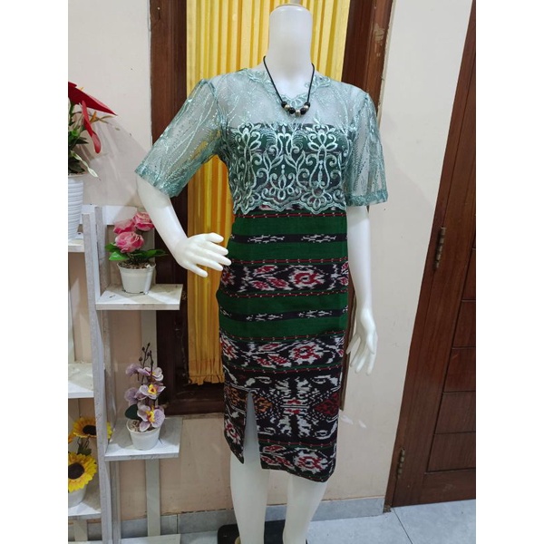 DRESS BROKAT TENUN FASHION TROSO JEPARA, DRESS CASUAL BROKAT TENUN ETNIK JEPARA, DRESS TENUN KOMBINA