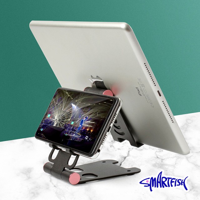 Smartfish Phone Stand 2 in 1 Holder Dudukan HP Metal Table Ipad iphone android