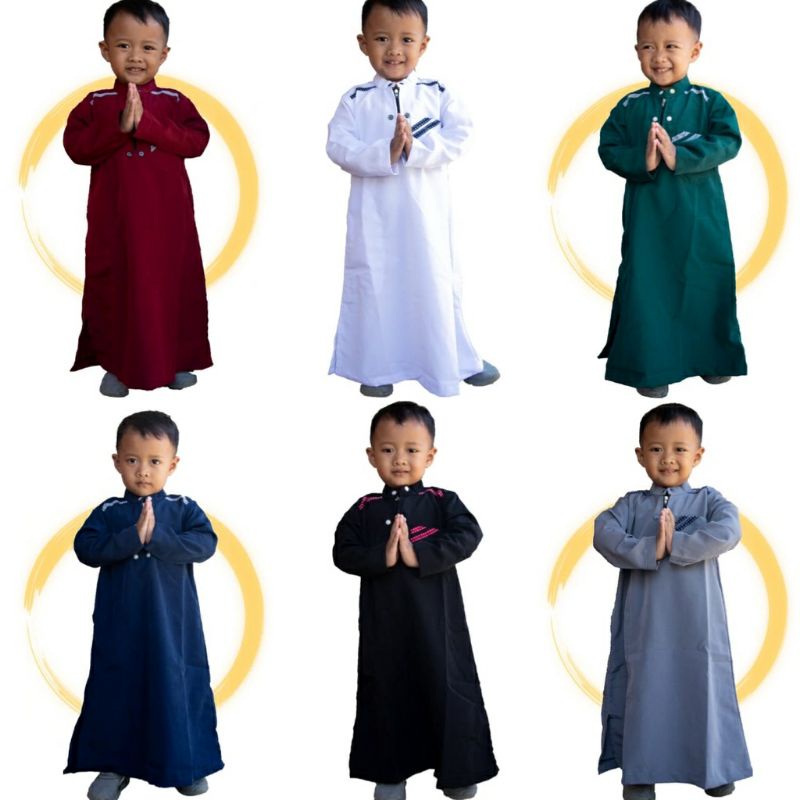 Pakaian Gamis/jubah anak laki-laki usia 2-16thn model Al Haramain