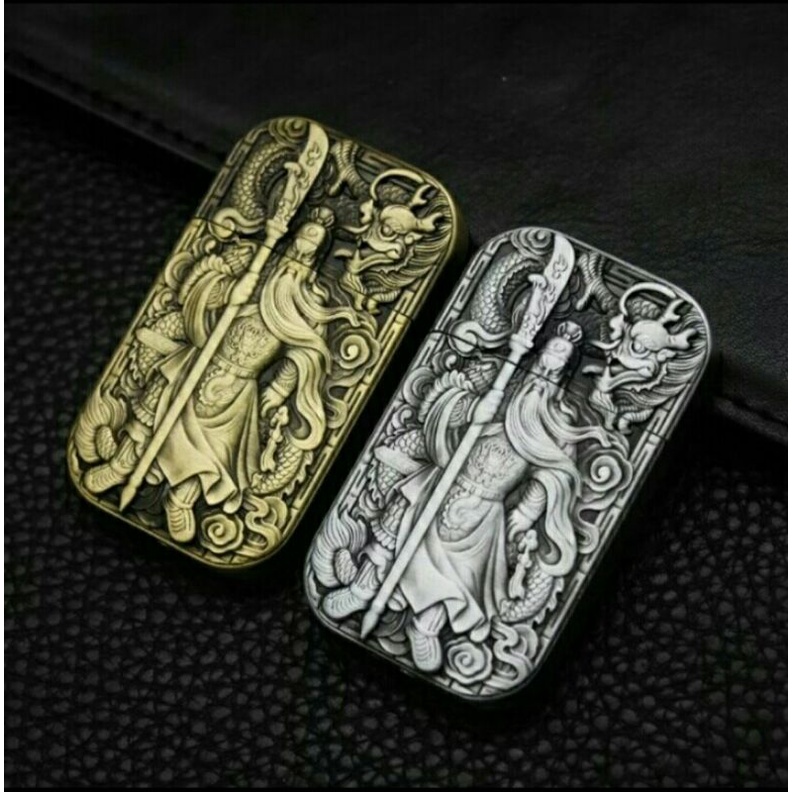 cod Korek Api Dewa perang HG568 Brass gold silver Lighter 3D ukir embosh