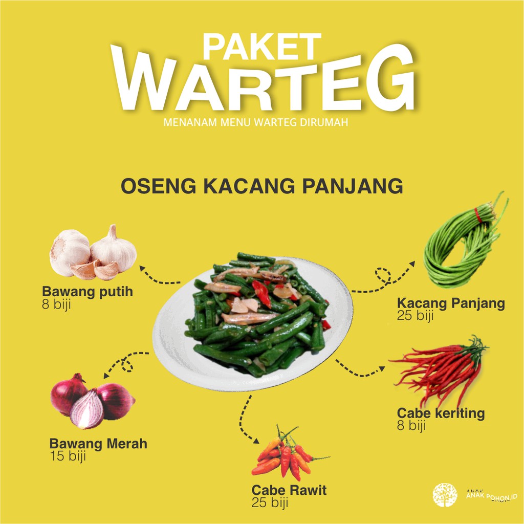 PAKET WARTEG - Benih untuk Oseng Kacang Panjang - Menanam Benih Menu Warteg di Rumah by Anak Pohon