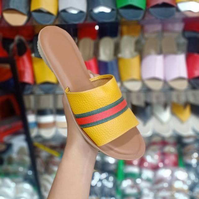 SANDAL KULIT WANITA TERLARIS SENDAL SLIP BISA COD SENDAL TEPLEK SENDAL WANITA MODEL FLAT