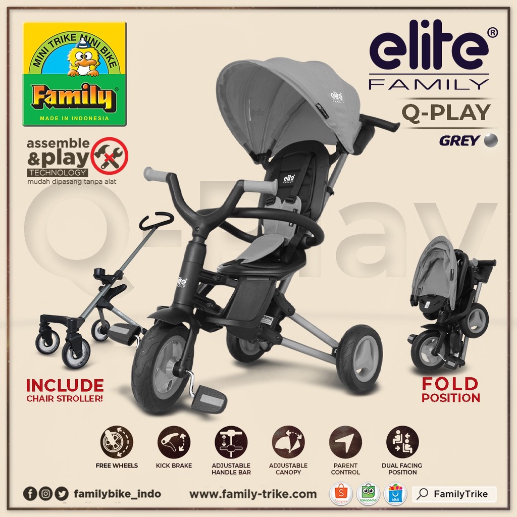 Sepeda Roda Tiga Family Elite Q Play Tricycle 5 in 1