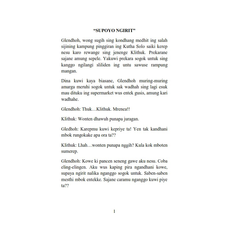 Tuladha Novel Bahasa Jawa Cara Golden