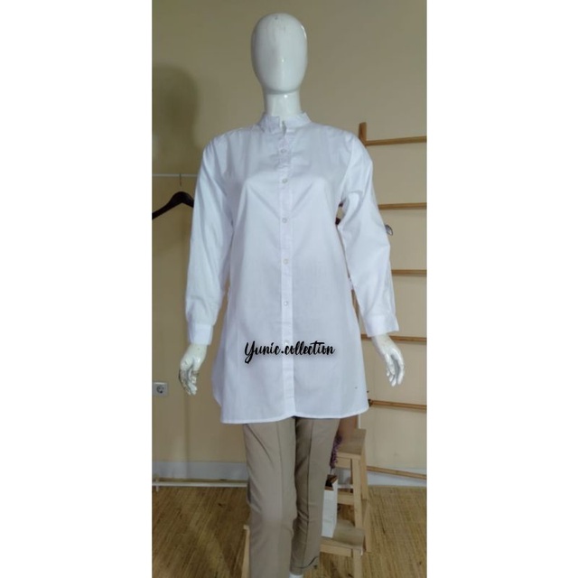 TUNIK PUTIH.WHITE.TUNIK PUTIH POLOS KATUN POPLIN JUMBO