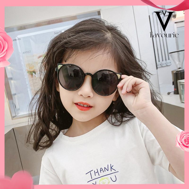 [COD]Anak-anak Lucu Bentuk Gadis Fashion Bingkai Bulat Kacamata Perlindungan UV-FA