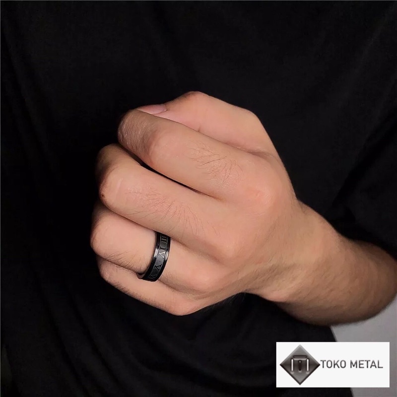 Cincin Titanium Motif Romawi Anti karat Pria &amp; Wanita [ Toko Metal ]