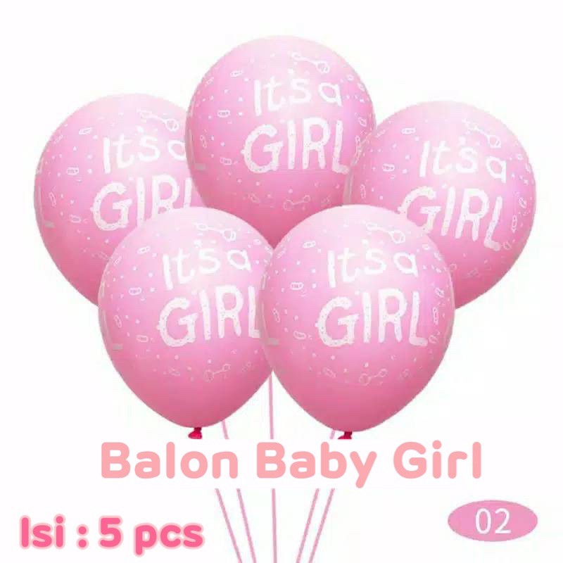 balon bany shower balon baby boy bablon baby girl isi 5 balon 12&quot; tebal high quality pink biru