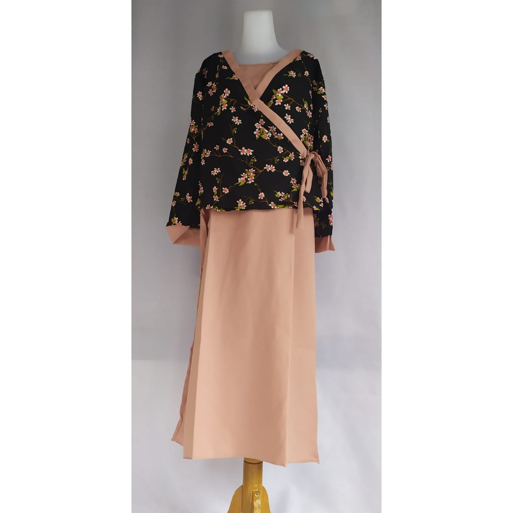 FLOWER SET HANBOOK INNER + OUTER ( MOTIF RANDOM ) / SET / DRESS / BAJU KEKINIAN