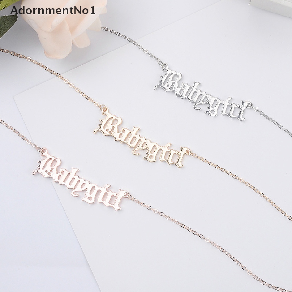 (AdornmentNo1) Kalung Rantai Dengan Liontin Tulisan Babygirl Bahan Alloy Untuk Wanita