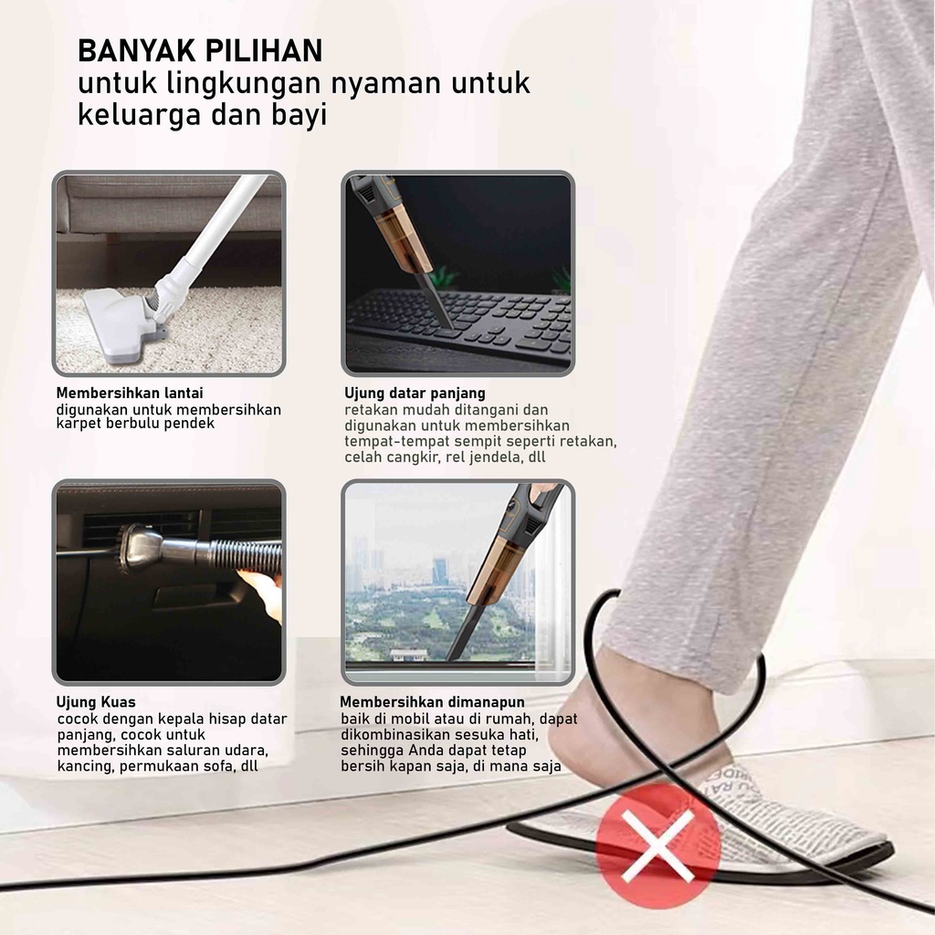 Kadonio Vacuum Cleaner Handheld Portable Strong penyedot debu Wireless Vacum Cleaner Sapu Otomatis Daya Hisap Kuat Banyak Kegunaan Nirkabel