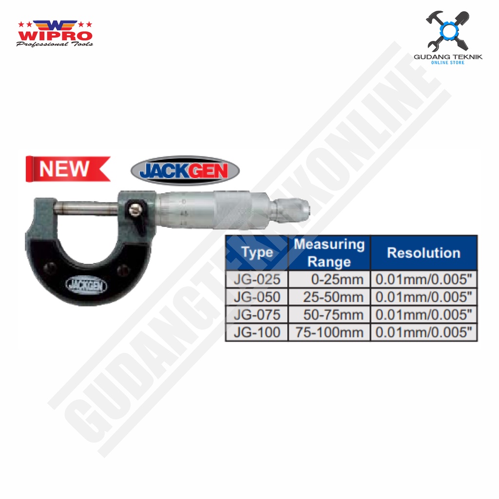 Micrometer Outside JACKGEN 25 50 75 100 MM  / Micro meter Alat Ukur Ketebalan JACKGEN  - MicroMeter Outside Jackgen