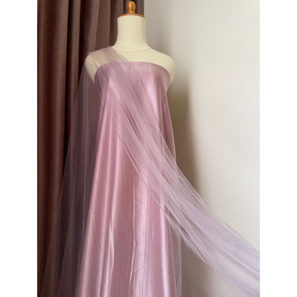 Kain Soft Tile Tulle Halus Polos Warna Soft Lavender Ungu Muda Semi Pink