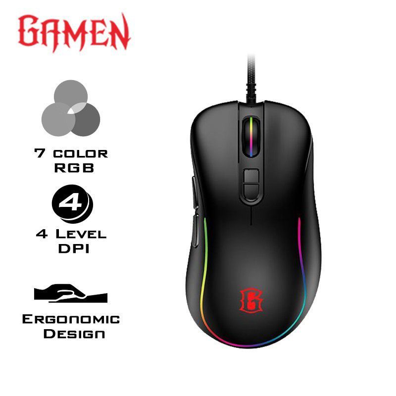 MOUSE GAMEN ORIGINAL (GM1000) KECEPATAN RESPON 0,1S DESAIN MINIMALIS BAHAN TEBAL BY ROBOT/VIVAN