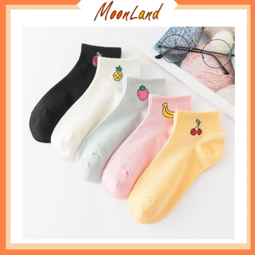 Kaos Kaki Motif Buah Cute Kaoskaki Pendek Socks Fruit Fashion Wanita Korea Import  COD 420-425 MoonLand