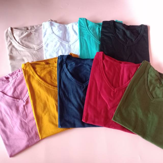 KAOS VNECK POLOS / 1KG MUAT 10pcs Baju