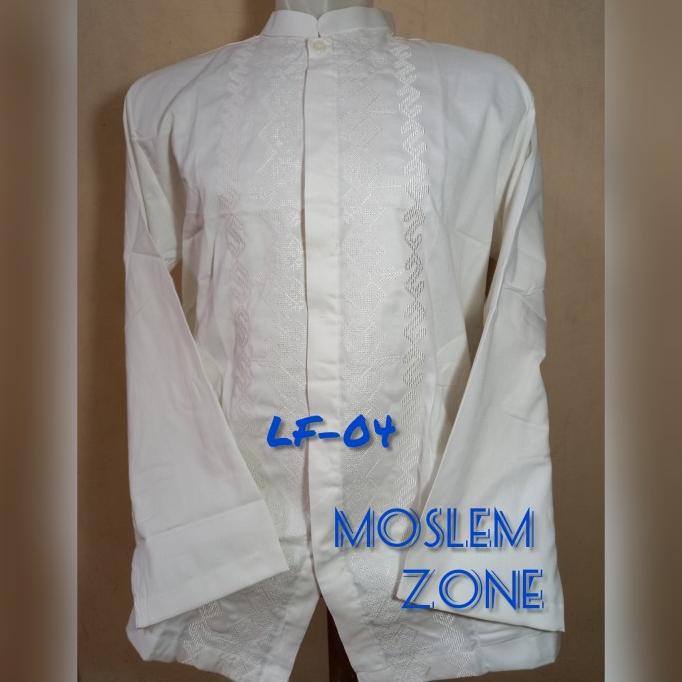 Baju Koko Putih Bordir Al-Luthfi Lengan Panjang