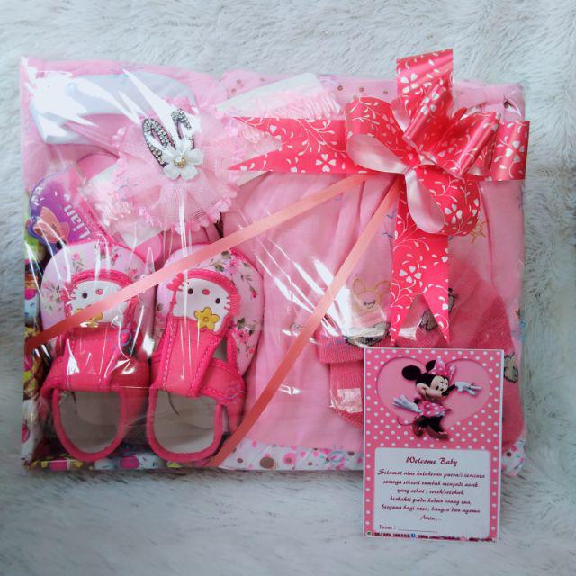 Hampers baby baby gift set parcel bayi cewek bando lucu-Pink
