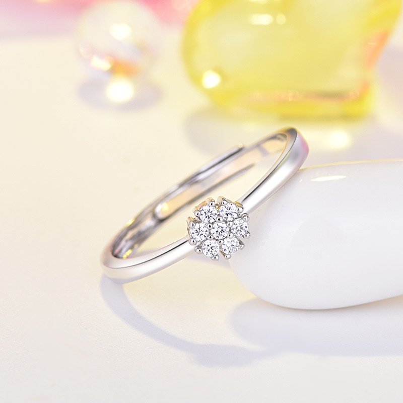 Cincin Rose Gold 18k Model Terbuka Adjustable Hias Berlian Zirconia Untuk Wanita