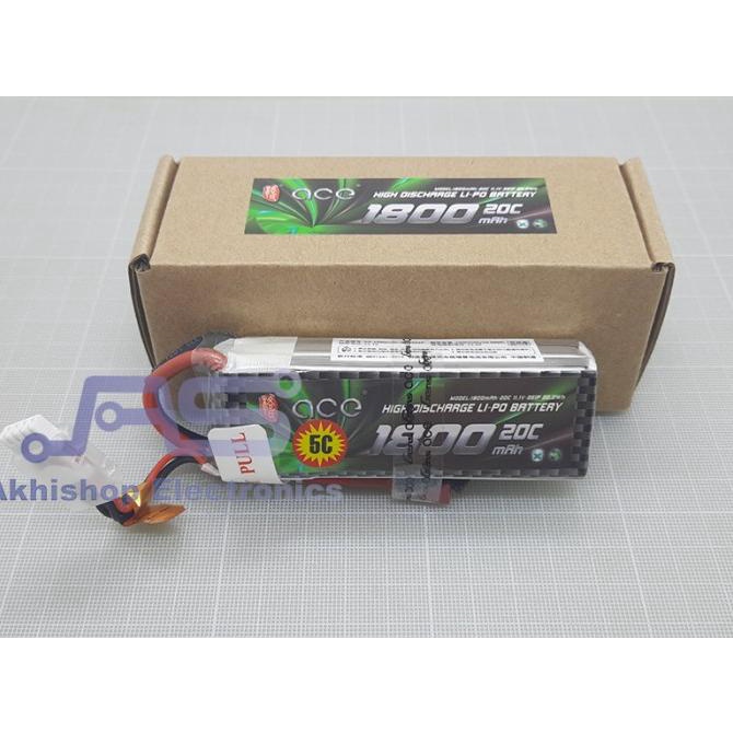 ACE High Discharge Lipo Battrey 1800mah 3S 20C T Plug akh11
