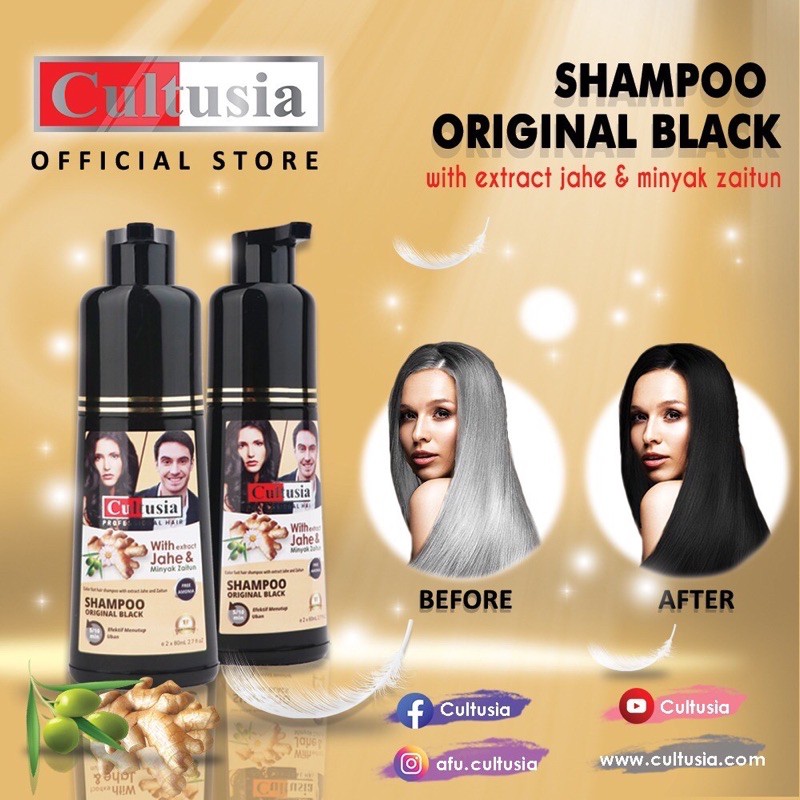 CULTUSIA SHAMPOO ORIGINAL BLACK 160 ML DENGAN ZAITUN DAN EKSTRAK JAHE