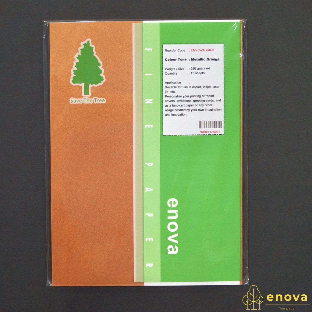 

Fancy Art Paper ENOVA | Metallic Orange | A4 250GSM (Metalik)