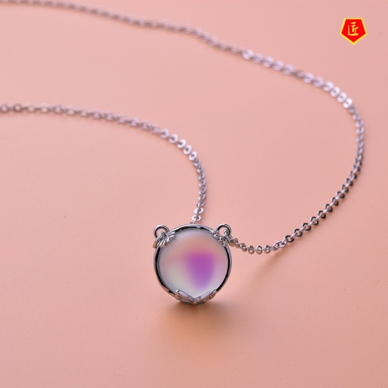 [Ready Stock]925 Silver Moonstone Bud Necklace Simple Fashion Temperament