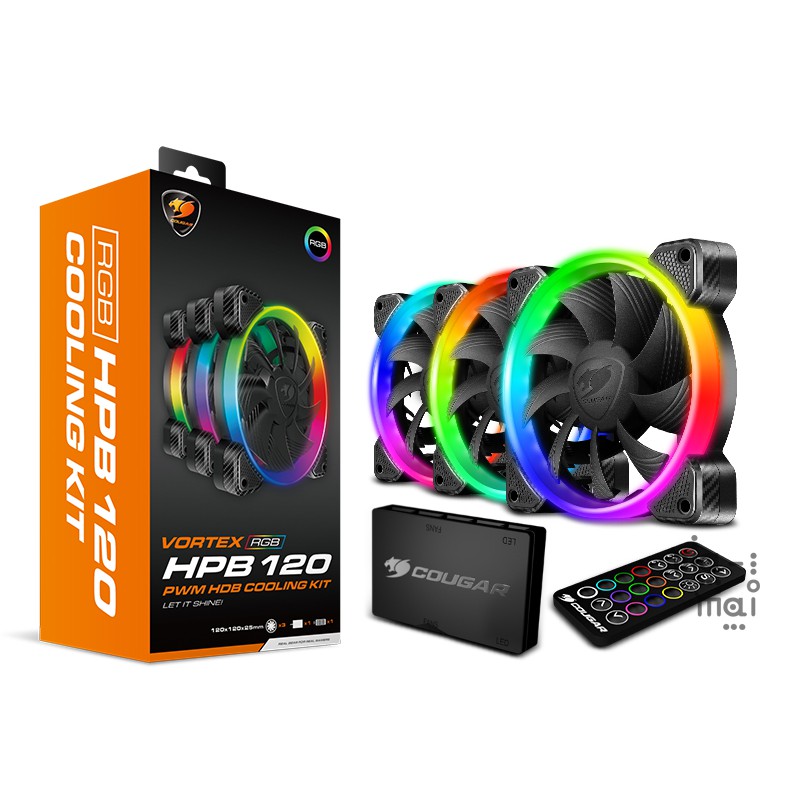 COUGAR GAMING FAN VORTEX RGB HPB 120 COOLING KIT HYDRO-DYNAMIC BEARING