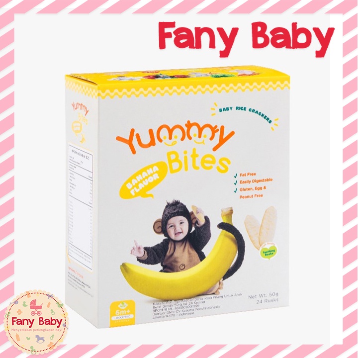 YUMMY BITES RICE CRACKERS BANANA 50GR