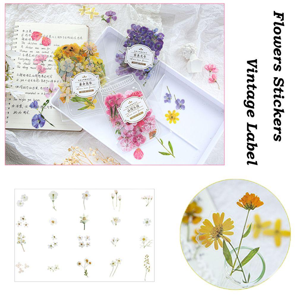 Populer 40pcs Bunga Daun Stiker Planner Scrapbooking DIY Ins Style Vintage Label