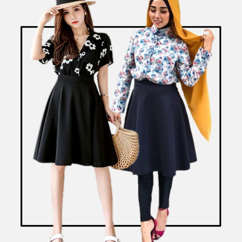 ROK LEBAR / ROK PENDEK MAYUNG SCUBA / ROK MIDI FLARE SKIRT / ROK MINI