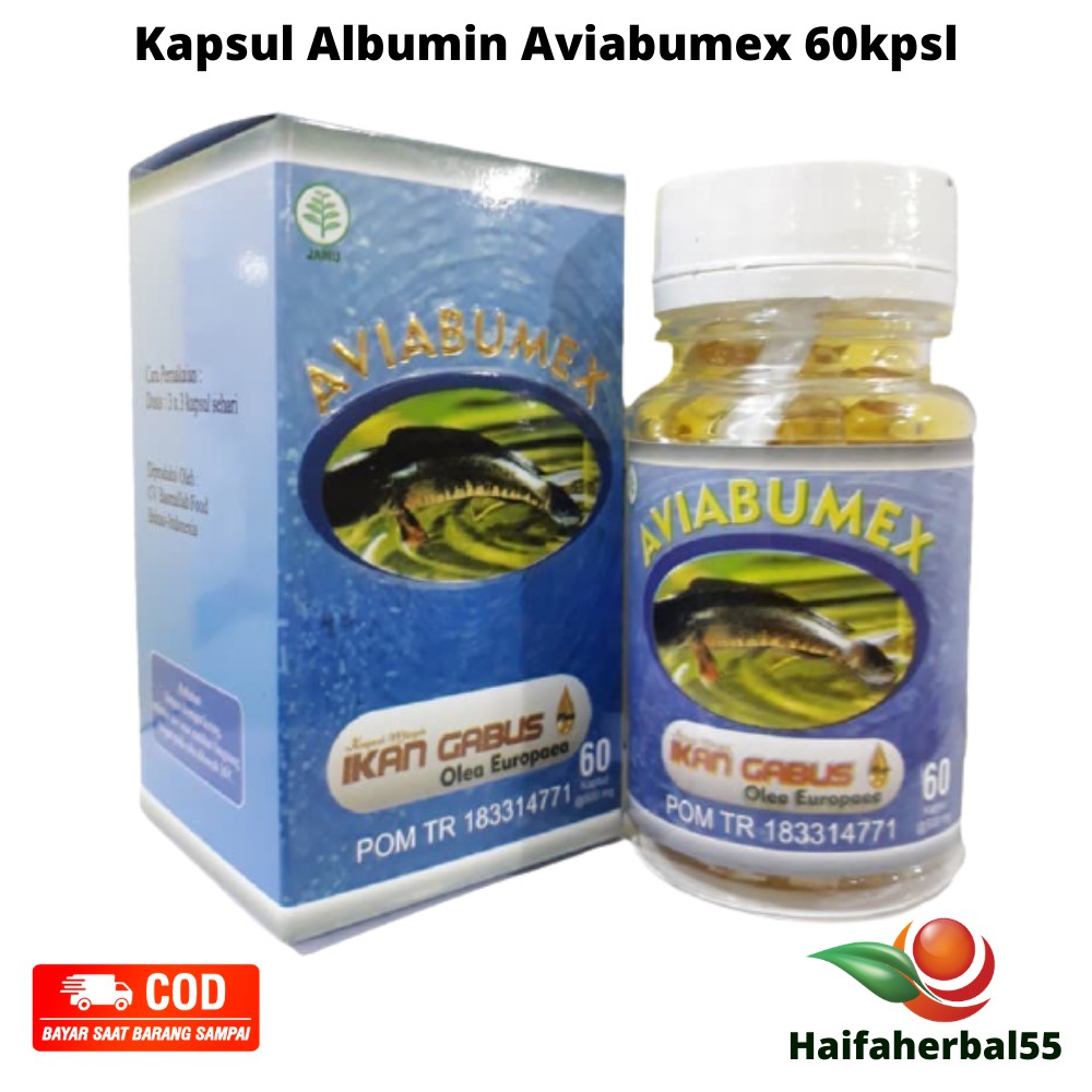 

Kapsul ikan gabus Kapsul Albumin Merek Aviabumex herbal Pengering Luka pasca operasi isi 60kp