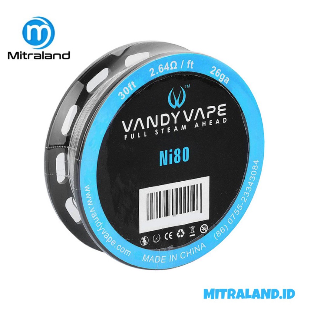 Vandy Vape Wire Pure Nickel Ni80 kode 26 GA 30 Feet 9.15 Meter