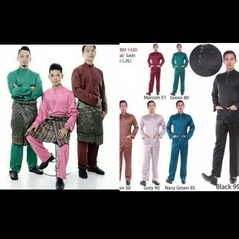 setelan baju melayu Koko satin teluk belanga riau pria.