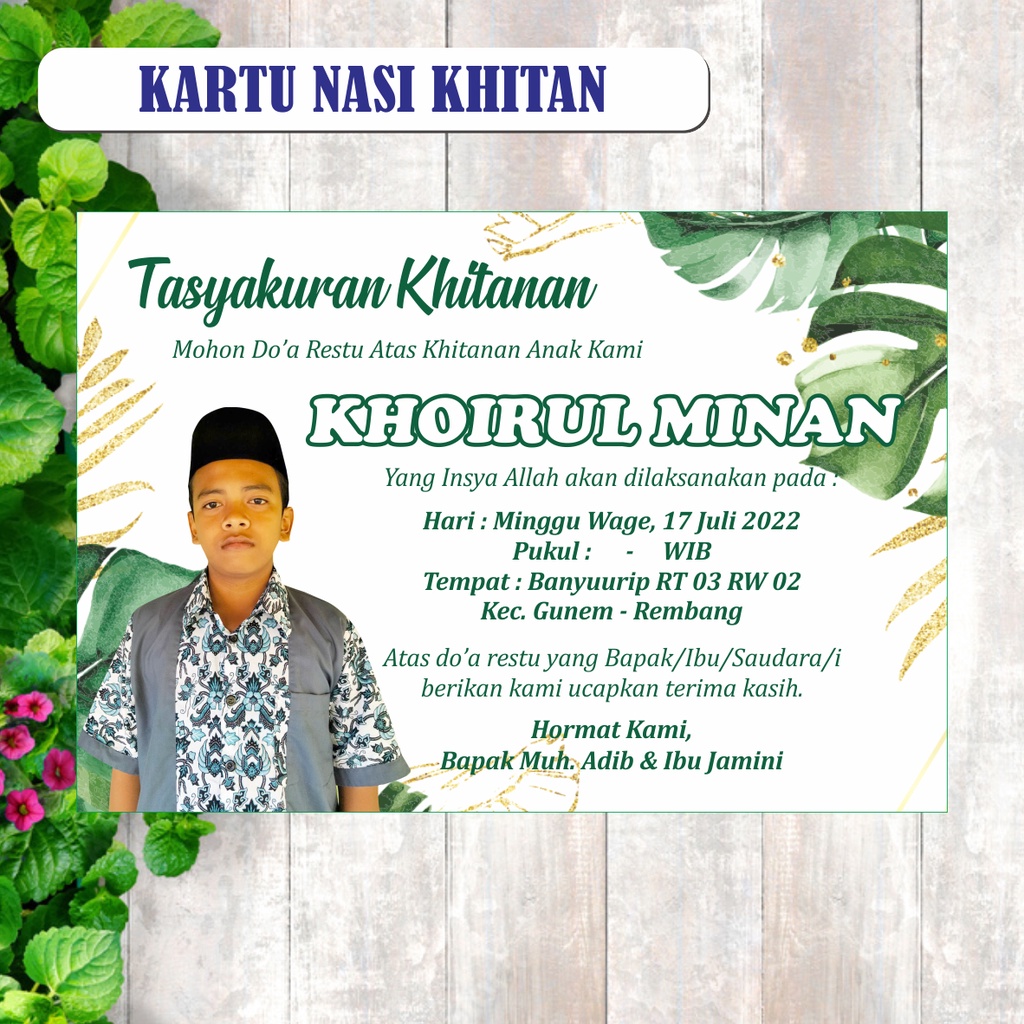 Jual Undangan Khitan / Kartu Nasi Khitan / Undangan Tasyakuran Khitan