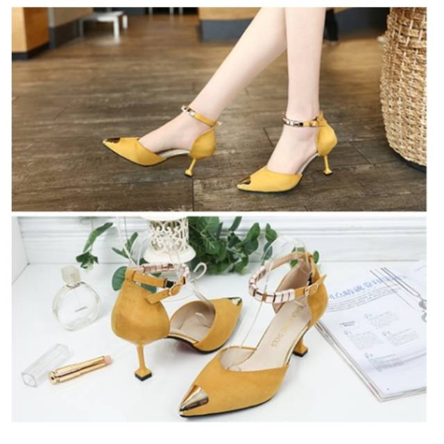 SHH913-Sepatu Heels suede 7.5cm