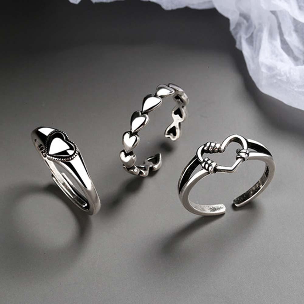 MXBEAUTY Simple Heart Rings Retro Fashion Jewelry Open Ring Wild Hollow Love Korean Personality Girls Copper