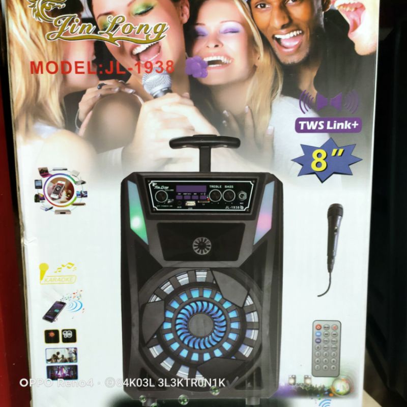 Speaker Bluetooth Karaoke Jinlong JL 1938 Free Mic+Remote