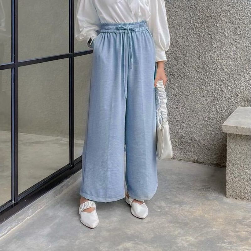 KULOT CRINKLE AIRFLOW PREMIUM / CELANA KULOT CRINKLE HITAM JUMBO / WIDE PANTS KULOT JUMBO / HIGHWAIS